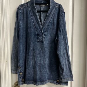 Soft Surroundings Blue Denim Blouse